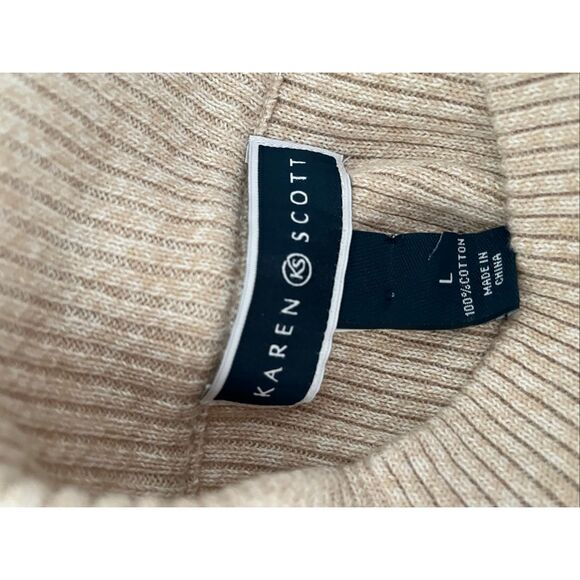 Karen Scott Womens Size Large 100% Cotton Mock Neck Pullover Sweater Minimalist - Picture 4 of 10